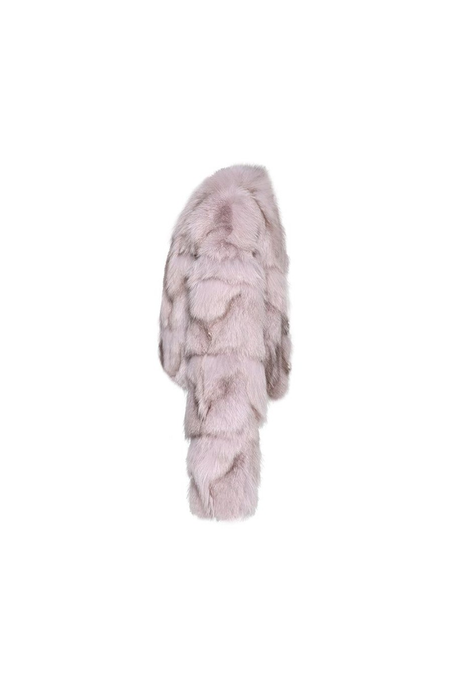 OZLANA Full Fur Jackets | Classic Crop V Neck Fox Fur Jacket (Purple)