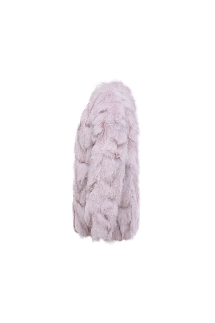 OZLANA Full Fur Jackets | Classic Round Neck Longline Fox Fur Jacket (Purple)