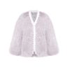 OZLANA Full Fur Jackets | Plaza V Neck Raccoon Fur Jacket(Purple)