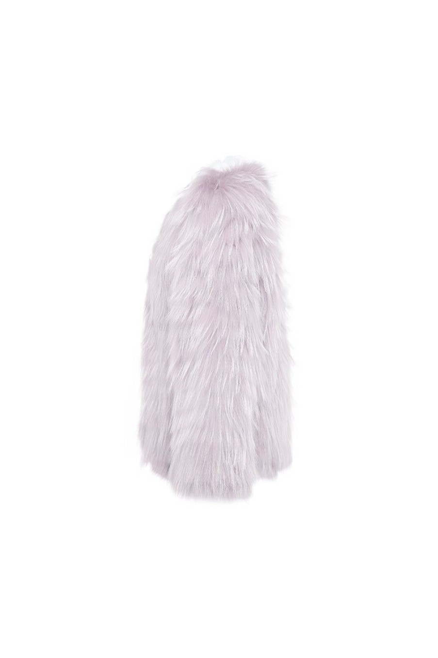 OZLANA Full Fur Jackets | Plaza V Neck Raccoon Fur Jacket(Purple)