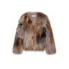 OZLANA Full Fur Jackets | Backstage V Neck Fox Fur Jacket (Pink Brown)