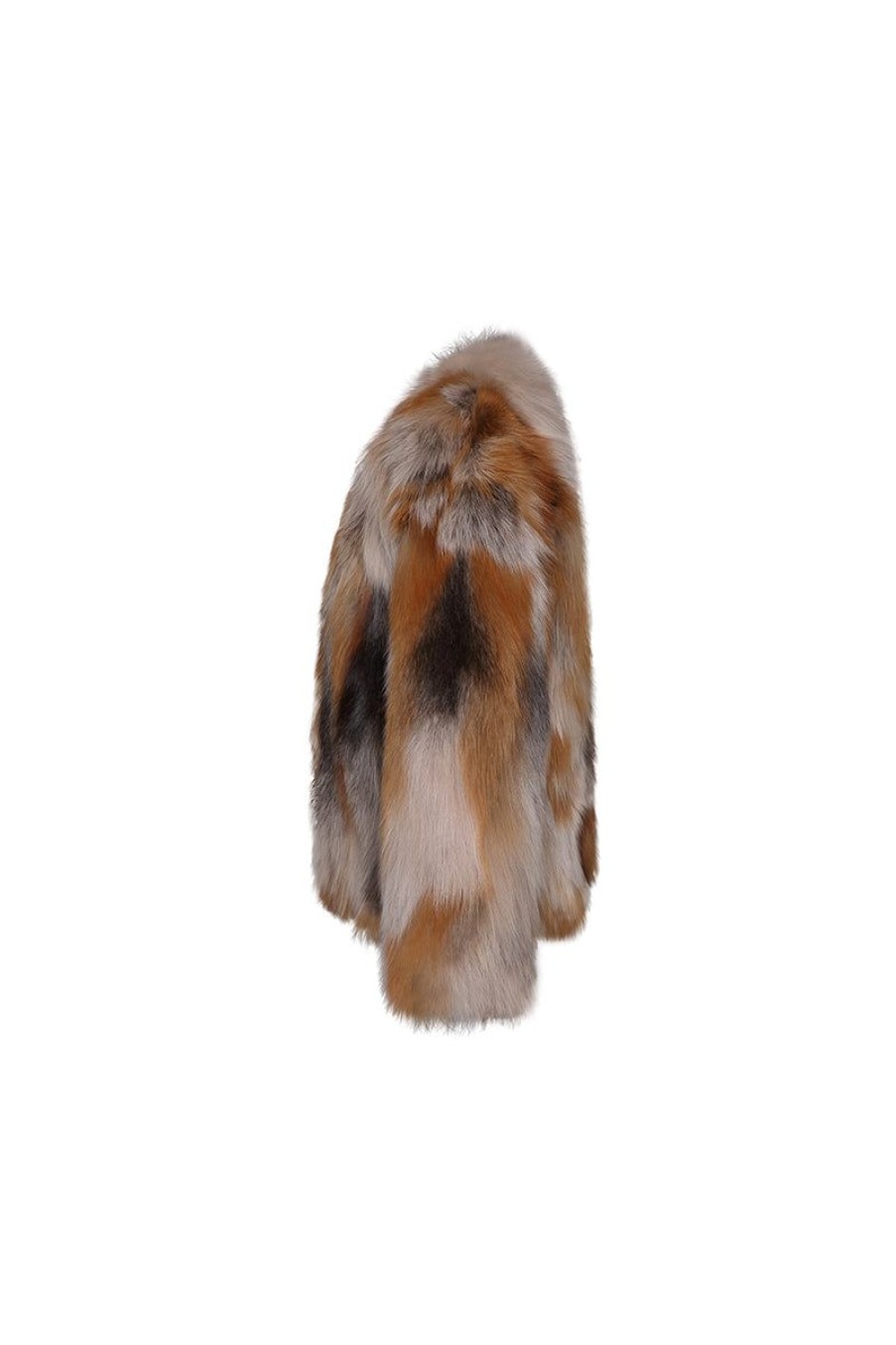 OZLANA Full Fur Jackets | Backstage V Neck Fox Fur Jacket (Pink Brown)