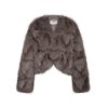 OZLANA Full Fur Jackets | Classic Crop V Neck Fox Fur Jacket (Mocha)