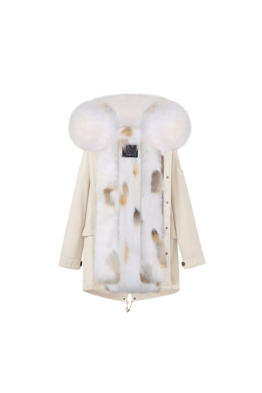 OZLANA Classic & Designer Parkas | Cream White + Classic Solar Fox