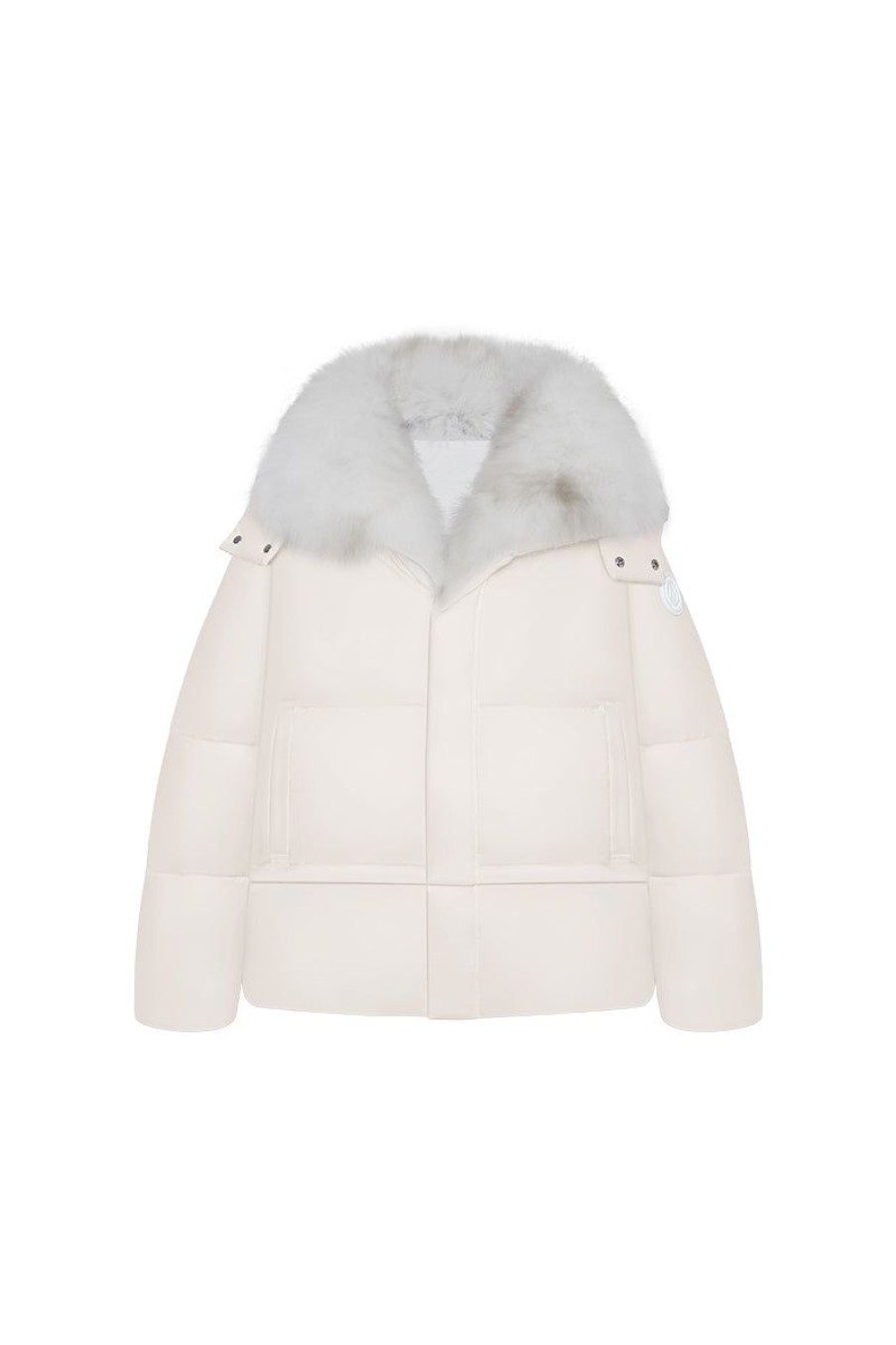 OZLANA Down Puffer Jackets | Versefox Fur Collar Multi-Wear Down Jacket(Light Apricot)