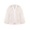 OZLANA Full Fur Jackets | Plaza V Neck Raccoon Fur Jacket(Cream)