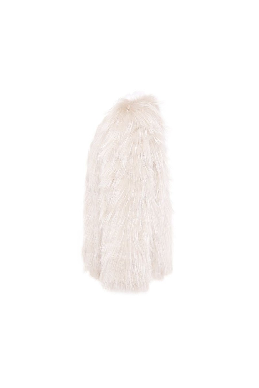 OZLANA Full Fur Jackets | Plaza V Neck Raccoon Fur Jacket(Cream)