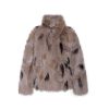 OZLANA Omniverse: Milan Runway Collection | Ochre Buckle Collar Fox Fur Jacket (Brown)