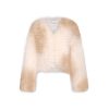 OZLANA Full Fur Jackets | Rose Sherbet Wide Lapel Crop Fox Fur Jacket(Chestnut)