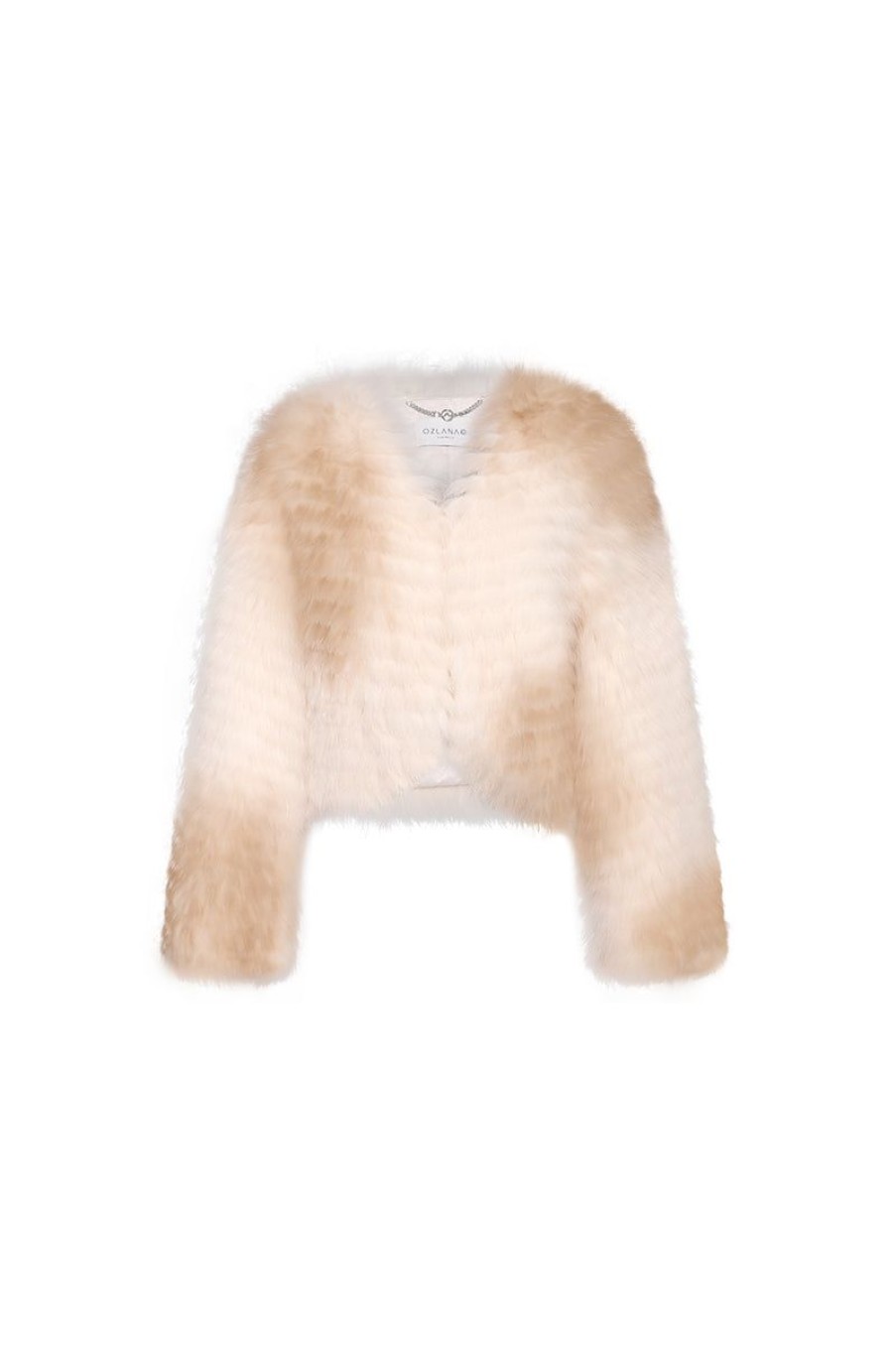 OZLANA Full Fur Jackets | Rose Sherbet Wide Lapel Crop Fox Fur Jacket(Chestnut)