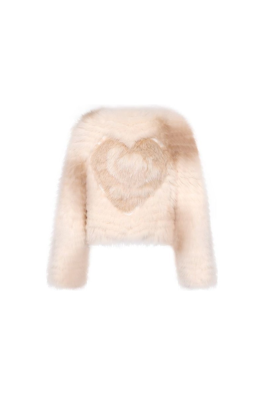 OZLANA Full Fur Jackets | Rose Sherbet Wide Lapel Crop Fox Fur Jacket(Chestnut)