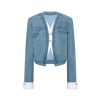 OZLANA Tops | Ozln Arc Layered Placket Denim Jacket (Blue)