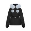 OZLANA Down Puffer Jackets | Pom Pom Fur Collar Down Jacket(Black)