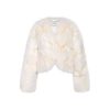 OZLANA Full Fur Jackets | Classic Crop V Neck Fox Fur Jacket (White)