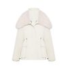 OZLANA Down Puffer Jackets | Avenue Wool Shearling Collar Multi-Wear Down Jacket(Cream)