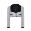 OZLANA Ozln | Ozln Mirrorball Contrast Wide Lapel Cropped Blazer (Silvery)