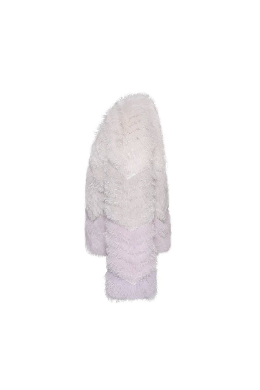 OZLANA Full Fur Jackets | Rippled Gradient Crystal Fringe Fox Fur Jacket(Purple Gradient)