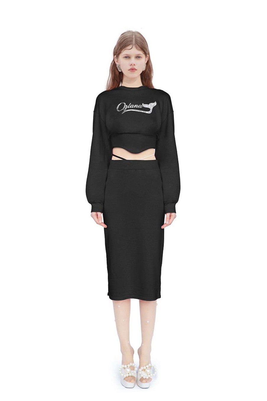 OZLANA Dresses & Sets | Oceania Pearl Trackskirt Set (Black )