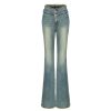 OZLANA Ozln | Ozln Curved Waist Vintage Straight Leg Jeans(Blue)