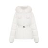 OZLANA Down Puffer Jackets | Pom Pom Fur Collar Down Jacket(White)