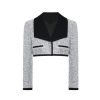 OZLANA Tweeds | Ozln Mirrorball Contrast Wide Lapel Cropped Blazer (Silvery)