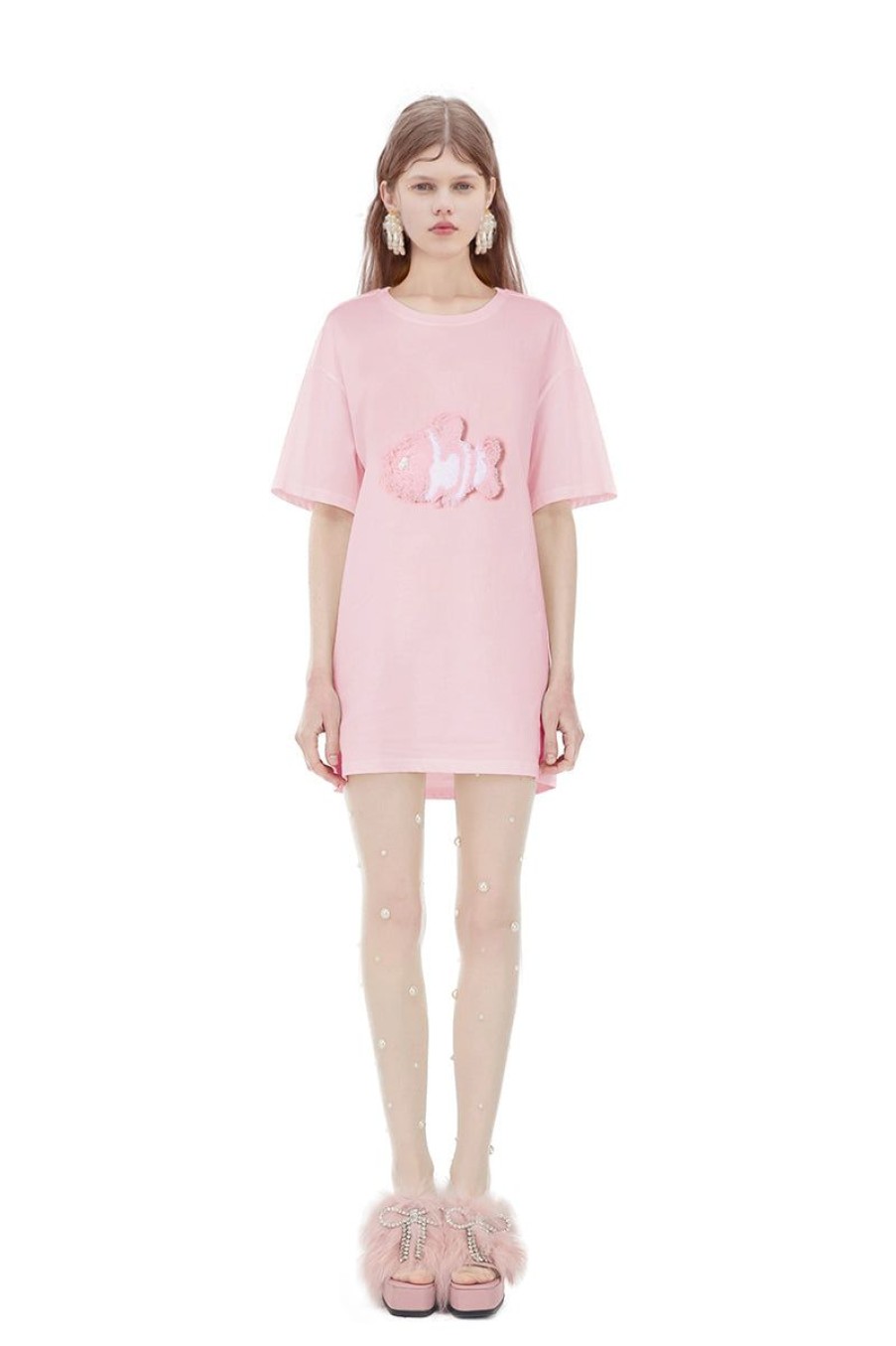 OZLANA Tops | Plush Cartoon Animal T-Shirt(Pink)