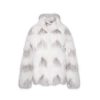 OZLANA Full Fur Jackets | Tie Dye Buckle Collar Fox Fur Jacket (Grey)