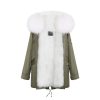 OZLANA Classic & Designer Parkas | Khaki Green+Classic White Raccoon