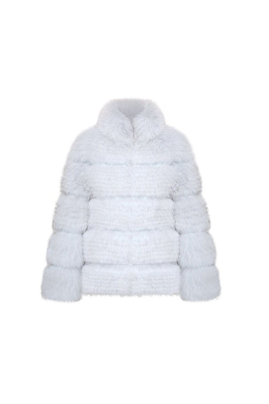 OZLANA Full Fur Jackets | Sophisticate Longline Fox Fur Jacket (Blue)