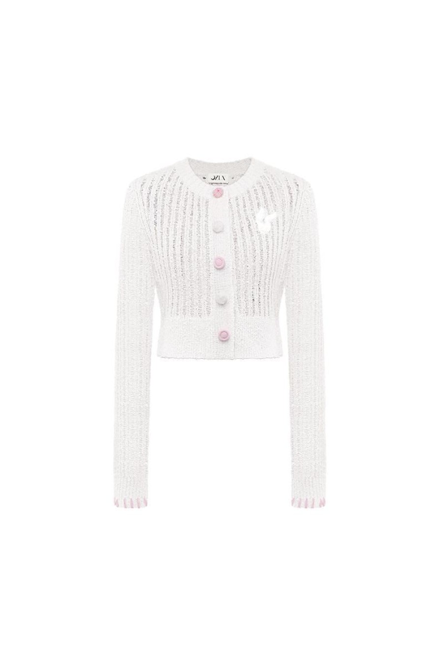 OZLANA Knits | Contrast Button Knitted Cardigan (Cream)