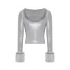 OZLANA Knits | Ozln Detachable Faux Fur Sleeve Crop(Grey)