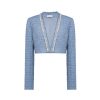 OZLANA Tops | Veil Of Water Pearl Trim Jacket(Blue)