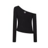 OZLANA Knits | Ozln Slant Off Shoulder Knit Top(Black)