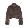 OZLANA Full Fur Jackets | Cloud Bubble Buckle Collar Fox Fur Jacket (Mocha)