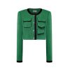 OZLANA Tops | Multi-Pocket Vintage Tweed Jacket (Green)