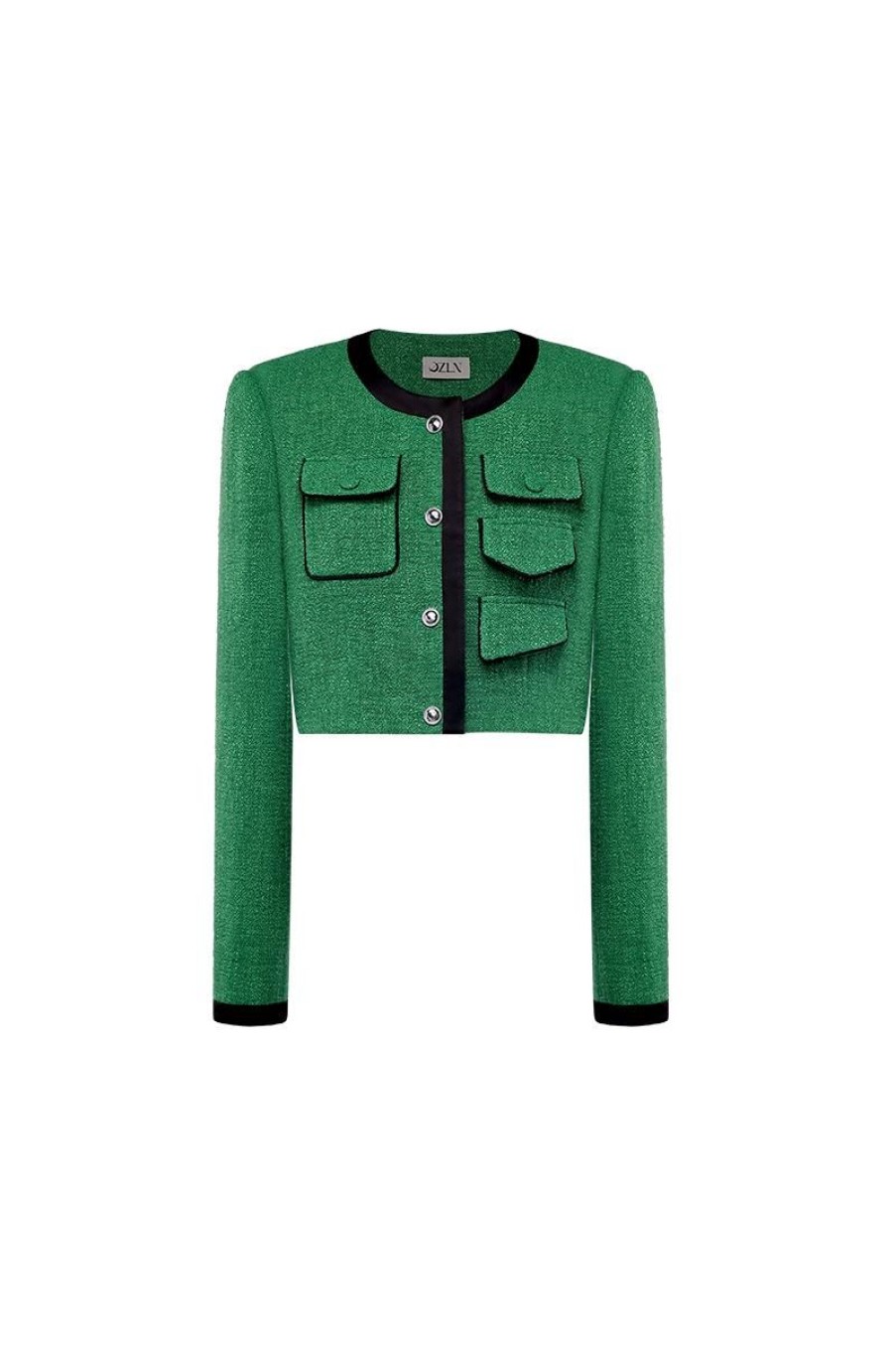 OZLANA Tops | Multi-Pocket Vintage Tweed Jacket (Green)