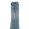 OZLANA Ozln | Vintage Wash Denim Split Flare Jeans(Denim Blue )