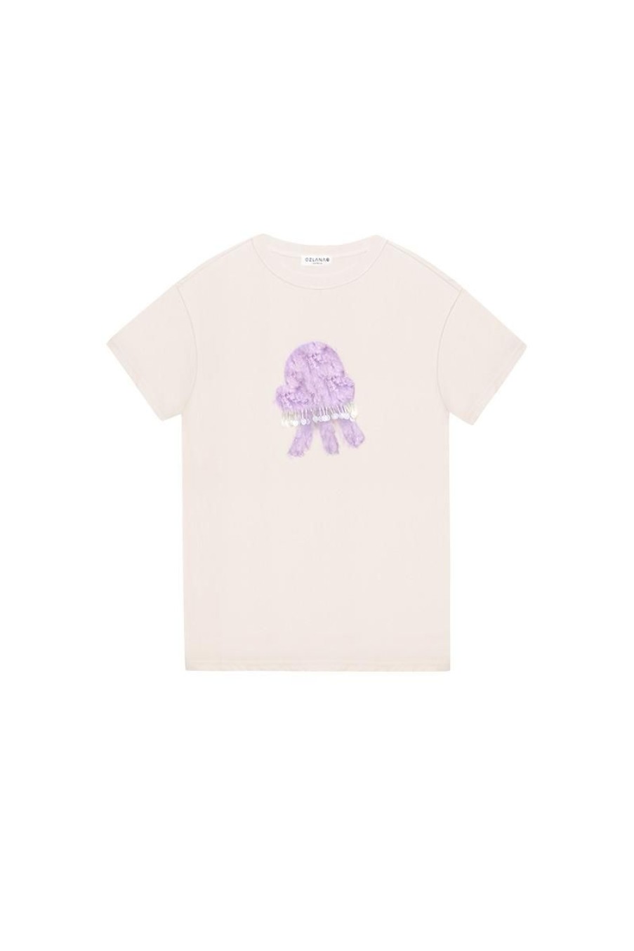 OZLANA Tee Shirts | Plush Cartoon Animal T-Shirt(Cream)