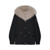 OZLANA Classic & Designer Parkas | Black Transform Parka +Mocha Hooded Fur Coat