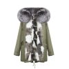 OZLANA Classic & Designer Parkas | Khaki Green+Classic Silver Fox