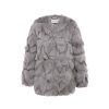 OZLANA Full Fur Jackets | Classic Round Neck Longline Fox Fur Jacket (Dark Grey)