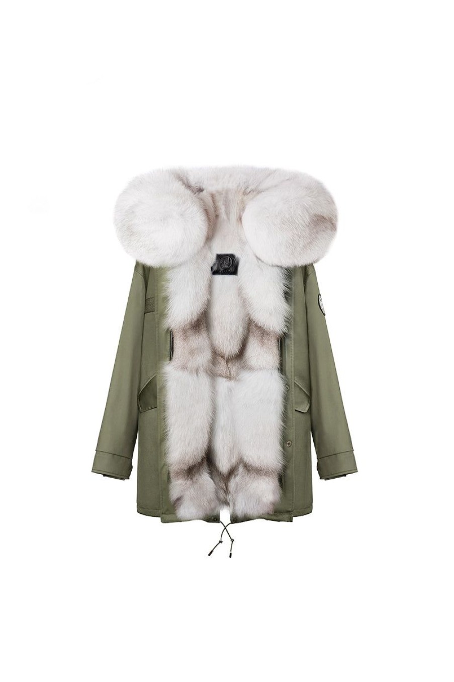 OZLANA Classic & Designer Parkas | Khaki Green(Men)+ Classic Snow Fox