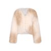 OZLANA Omniverse: Milan Runway Collection | Rose Sherbet Wide Lapel Crop Fox Fur Jacket(Chestnut)