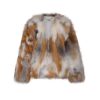 OZLANA Full Fur Jackets | Backstage V Neck Fox Fur Jacket (Cream Brown)