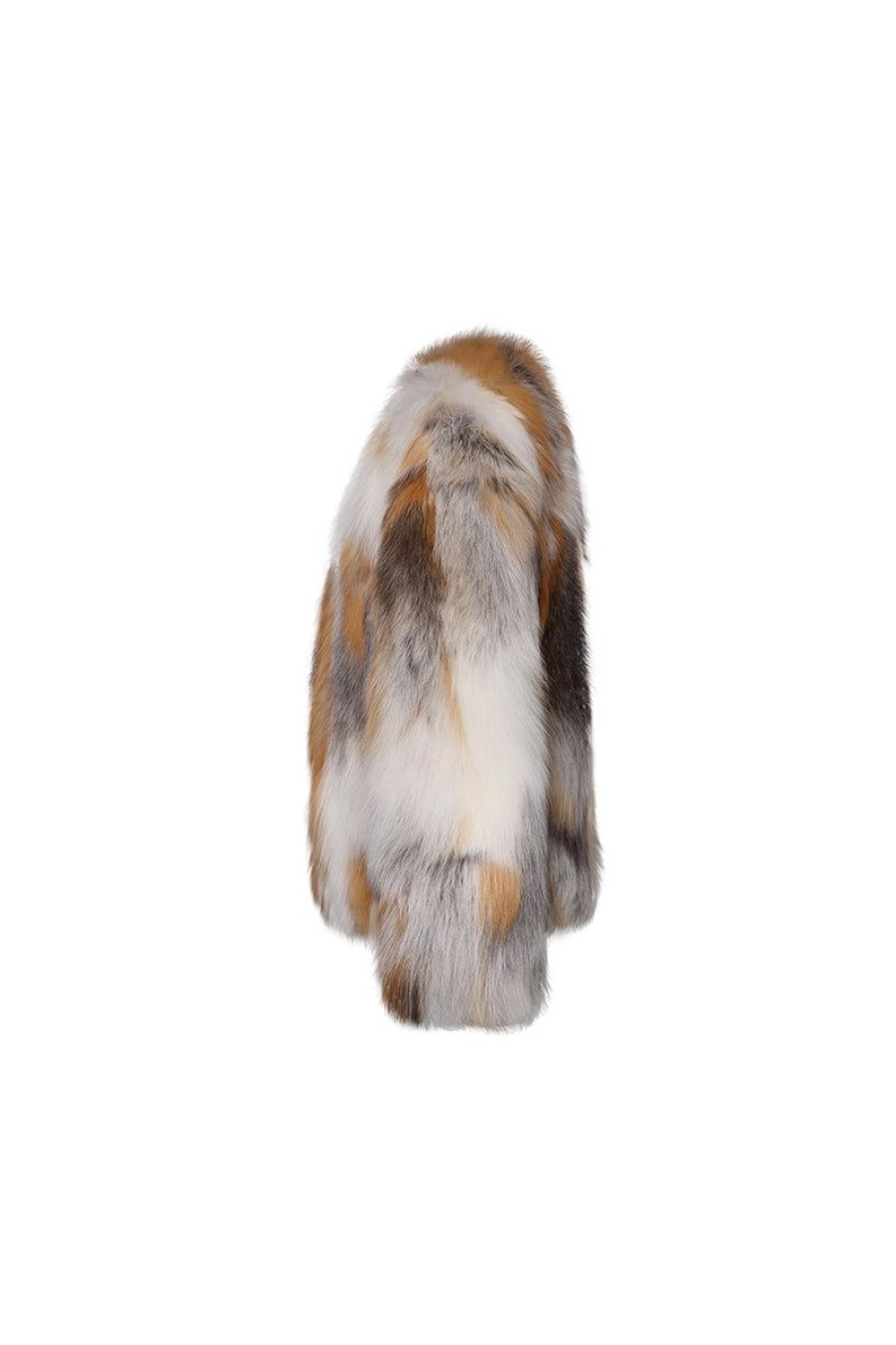 OZLANA Full Fur Jackets | Backstage V Neck Fox Fur Jacket (Cream Brown)