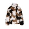 OZLANA Full Fur Jackets | Smudged Collared Shearling Wool Jacket (Caramel)