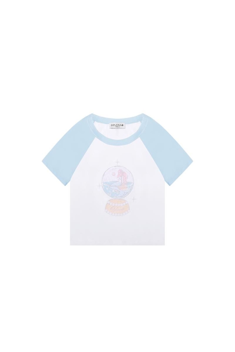 OZLANA Tee Shirts | Oceania Mermaid Raglan Tee(Blue)