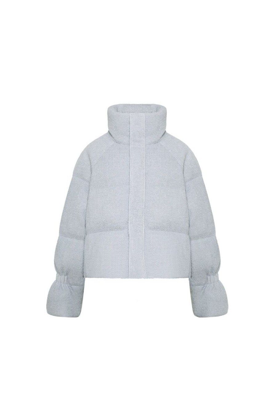 OZLANA Down Puffer Jackets | Resort Knit Down Bread Jacket(Blue)